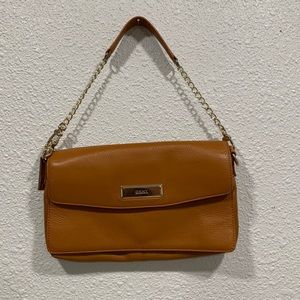 DKNY Camel Color Arm Hand Leather and Chain Purse Bag